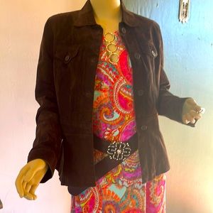 Brown suede button front jacket